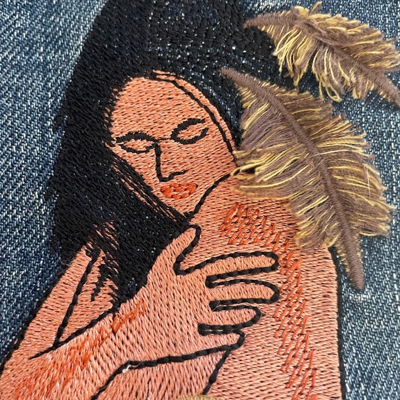 Dsquared2 embroidered native woman cowboy hat button boot cut jean low rise - Picture 4 of 14